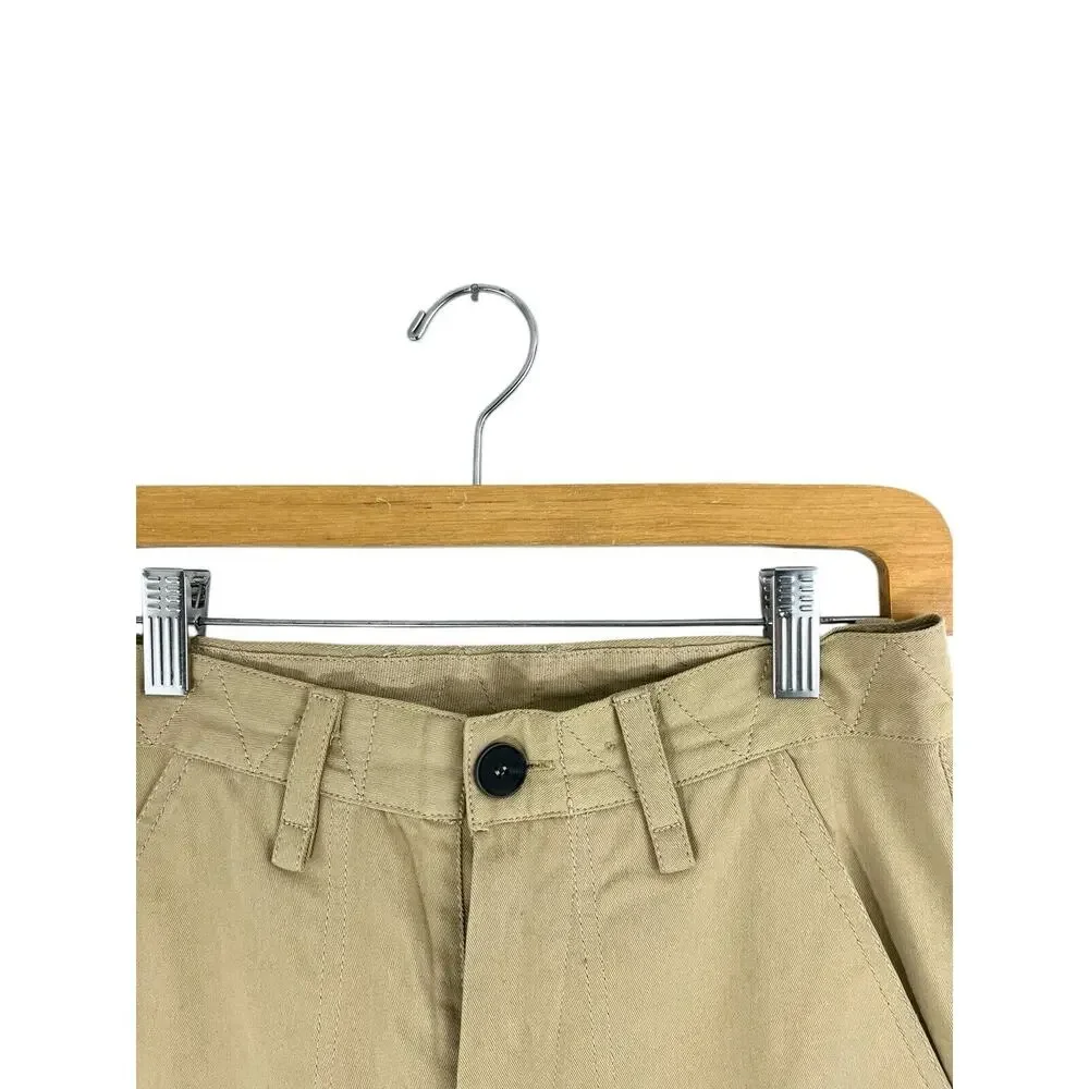 Khaki Pants Tan Cargo Juniper Blu Stretch Pockets Wide Leg Small Utility Cotton